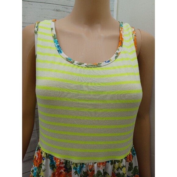 Lilypad Dress Striped Floral Scoop Neck Sleeveless Sz M - Picture 2 of 9